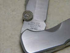 Rigid RG-22 Surgical Steel Japan Plain Edge Metal Large Lockback Thumb Stud Knife in Box