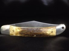 Schrade USA 250T Custom, Antique Elk Stag, Half Stops, Forced Patina