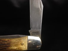 Schrade USA 250T Custom, Antique Elk Stag, Half Stops, Forced Patina