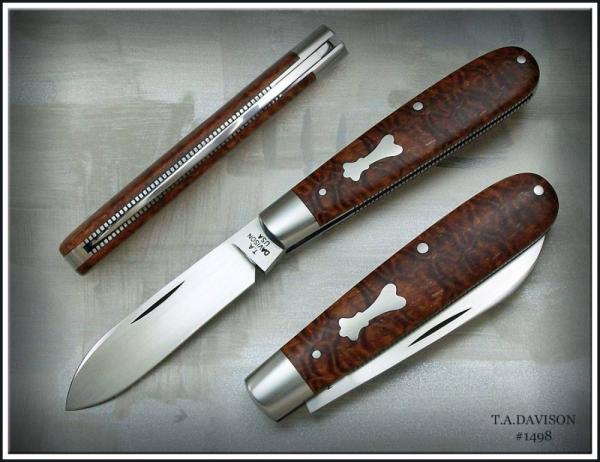 Todd Davison Afzelia Lay Wood Scales. #1498---Plus Belt Sheath.