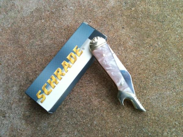 Schrade Large Leg Knife...Pink Swirl Handle Schrade Large Leg Knife...Pink Swirl Handle