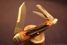 Tuna Valley Cutlery Amber Stag Humpback Whittler. 1 of 50.   #589
