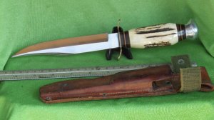 German Fixed Blade Hunting Knife with Stag Handles