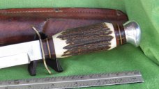 German Fixed Blade Hunting Knife with Stag Handles