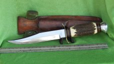 German Fixed Blade Hunting Knife with Stag Handles