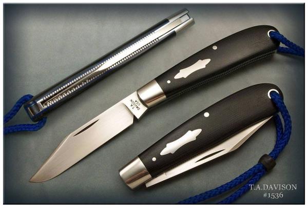 Todd Davison Custom Black Canvas Micarta Folder. #1536 Todd Davison Custom Black Canvas Micarta Folder. #1536