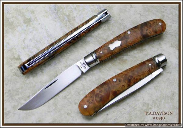 Todd Davison Dyed Box Elder Burl Folder. #1540