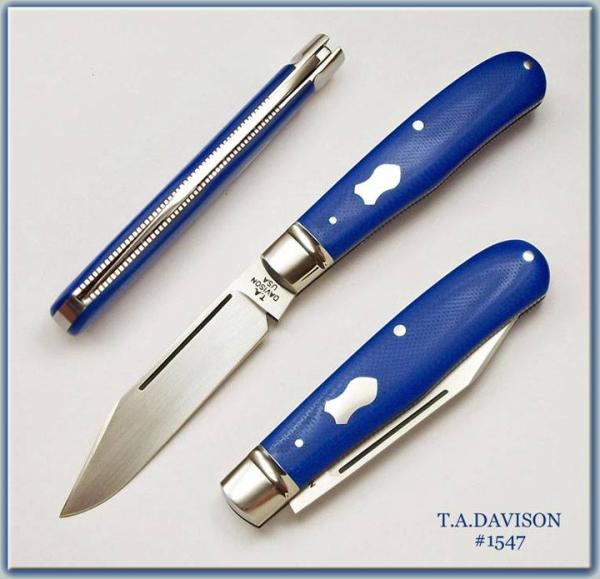 Todd Davison Custom Blue G-10 Handled Folder. #1547