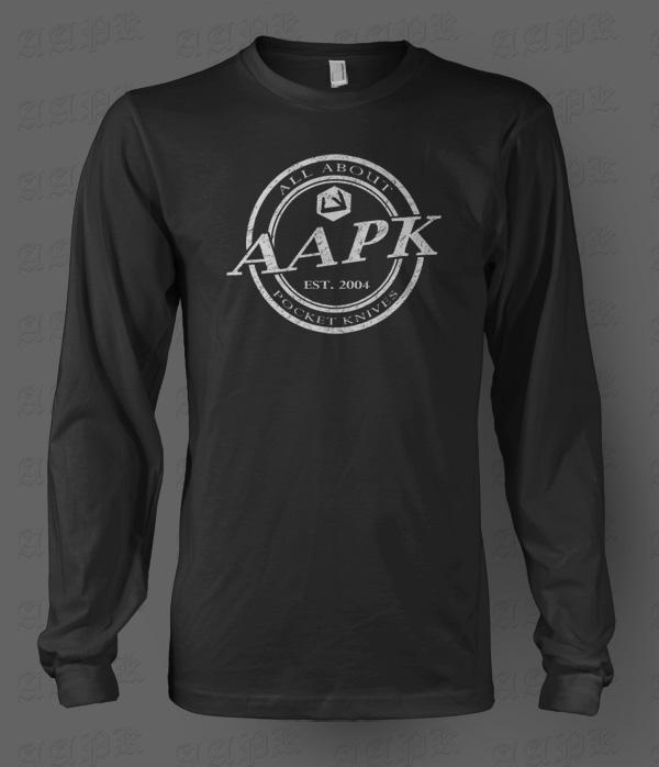 Black All About Pocket Knives (AAPK) Long Sleeve T-Shirt - High Quality 6 oz. Heavyweight Cotton