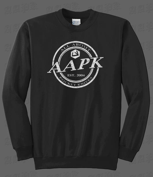 Black All About Pocket Knives (AAPK) Crewneck Sweatshirt - 9 oz. 50/50 Cotton/Poly Fleece