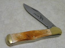 Parker Cut. Co. Japan Smooth Bone Wildlife Series "Stallion" Coke Bottle Folding Hunter Knife in Box