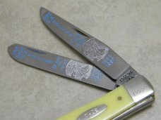 Case XX USA 4 Dot (1986) Yellow 3254 "Return of the Lady" Walking Liberty Half $ Trapper Knife