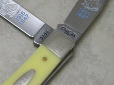 Case XX USA 4 Dot (1986) Yellow 3254 "Return of the Lady" Walking Liberty Half $ Trapper Knife
