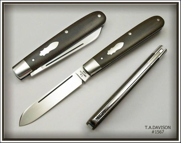 Todd Davison Green Canvas Micarta Folder. #1567 Todd Davison Green Canvas Micarta Folder. #1567