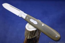 Todd Davison Green Canvas Micarta Folder.   #1567