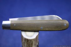 Todd Davison Green Canvas Micarta Folder.   #1567
