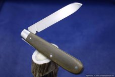 Todd Davison Green Canvas Micarta Folder.   #1567