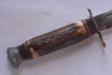 R.J. RICHTER SOLINGEN GERMANY bone handle vintage fixed blade knife; original sheath
