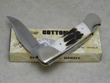 Frost Cutlery Japan Genuine Stag Cotton Mouth Lockback Knife in Box