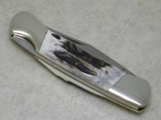 Frost Cutlery Japan Genuine Stag Cotton Mouth Lockback Knife in Box