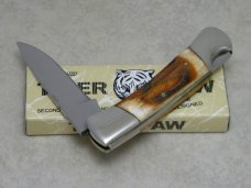 Frost Cutlery Japan Second Cut Stag "Tiger Paw" Lockback Knife in Box