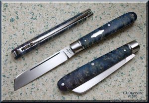 Todd Davison Blue Box Elder Burl Folder. #1570
