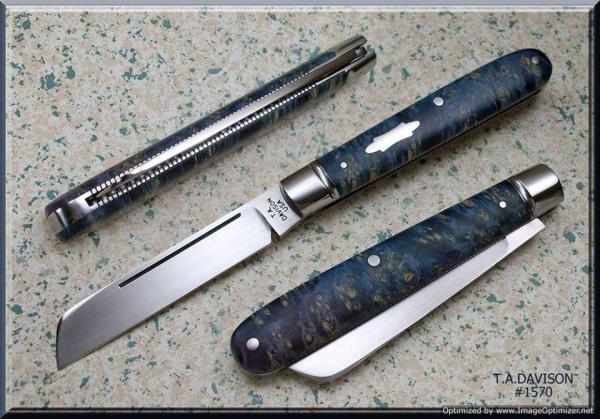 Todd Davison Blue Box Elder Burl Folder. #1570