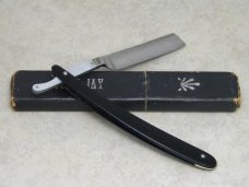 Vintage John Jay Pearl Covered Tang Half Hollow Ground Straight Razor in Box - French/Irish Blade