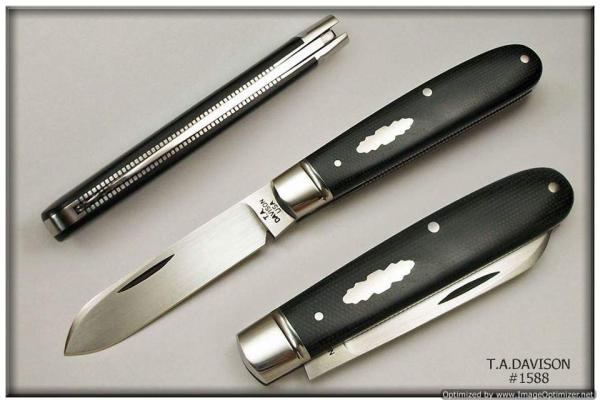 Todd Davison  Black Canvas Micarta Folder.  #1588