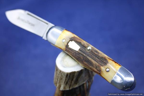Schatt & Morgan Cutlery #63 Rail Splitter Torched Stag 1 of 10 Issued.   #1369