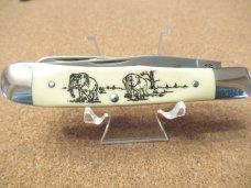 Schrade Cutlery USA Scrimshaw Trapper Model 296Y Serial # 0174