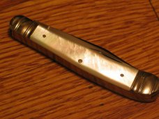 nice pearl handle pocket knife   unusual tang stamp