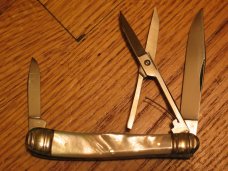nice pearl handle pocket knife   unusual tang stamp