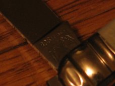 nice pearl handle pocket knife   unusual tang stamp