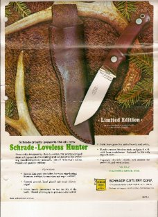 *Schrade - Loveless Drop Point Hunter model RL-2 with Burgundy Delrin handles