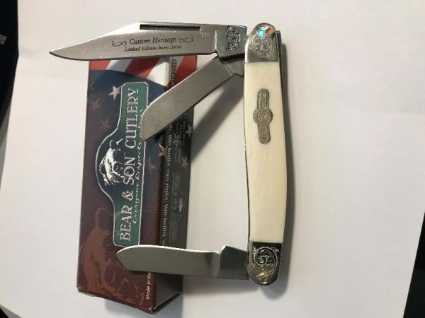 Bear and Son Custom Heritage  3 blade folder - Limited Edition Ivory Series
