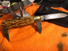 Ameike vintage 5 blade folder with Yukon inlay