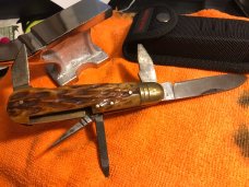 Ameike vintage 5 blade folder with Yukon inlay