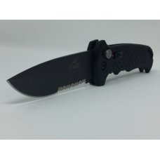 Gerber 06 AUTO Folding Knife 3.8" S30V Black Combo Drop Point Blade, Black Aluminum Handles