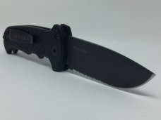 Gerber 06 AUTO Folding Knife 3.8" S30V Black Combo Drop Point Blade, Black Aluminum Handles