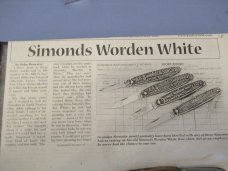 Simonds Worden White Ring Knife 1922 to 1928