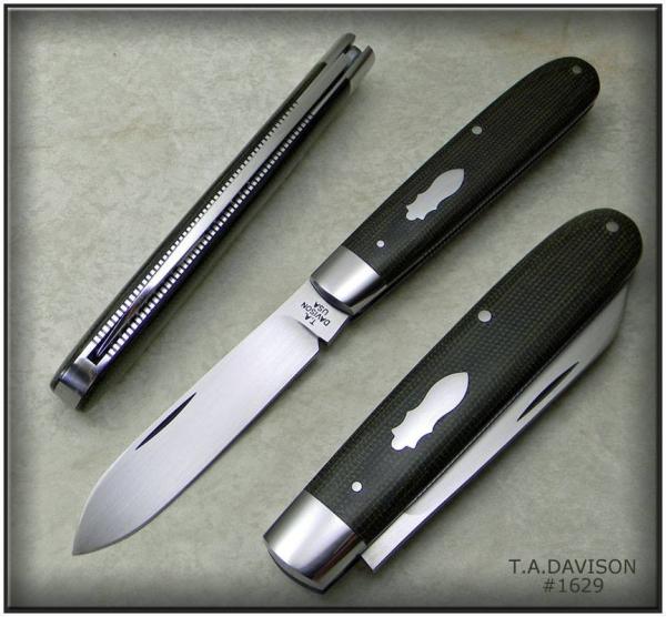 Todd Davison Green Canvas Micarta Folder #1629