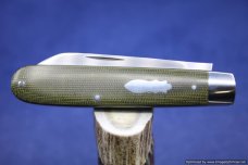 Todd Davison Green Canvas Micarta Folder #1629