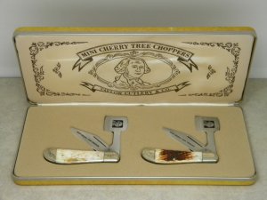 Taylor Cutlery Japan Surgical Elk Horn Cherry Tree Chopper Knife Boxed Set of Two
