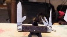 Utica four blade Scout Knife Jigged bone handles Nice!   