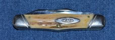 Case 52046J Hump Back Whittler with Stag Handles and Slanted Bolsters - Carbon Steel -  s/n 0006