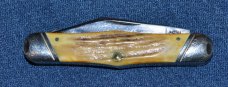 Case 52046J Hump Back Whittler with Stag Handles and Slanted Bolsters - Carbon Steel -  s/n 0006