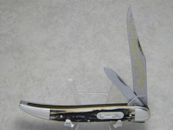Fight'n Rooster Germany Stag "TBKC - Truck Builders Knife Club" 2 Blade Toothpick Knife c.1991
