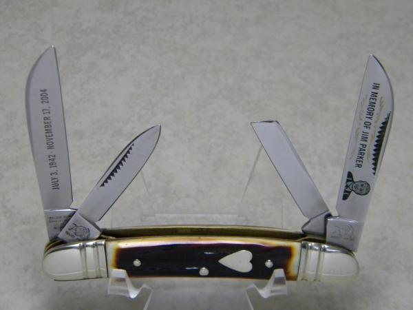 Bulldog Brand Solingen Germany "In Memory of Jim Parker" Red Stag Large Congress Knife c.2004