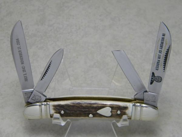 Bulldog Brand Solingen Germany "In Memory of Jim Parker" Stag Large Congress Knife c.2006